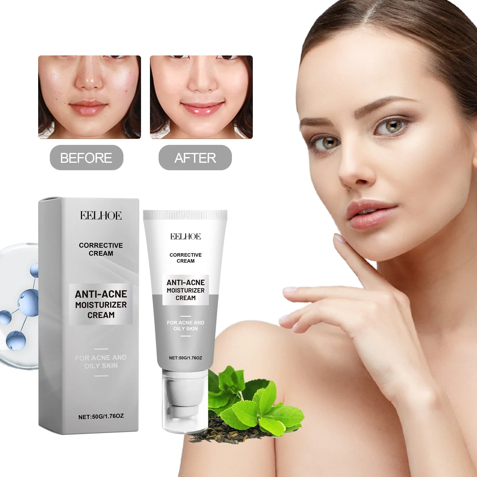 EELHOE Crema facial hidratante repara el acné, reduce el acné, ilumina y rejuvenecedor de la piel Cuidado facial reduce los poros