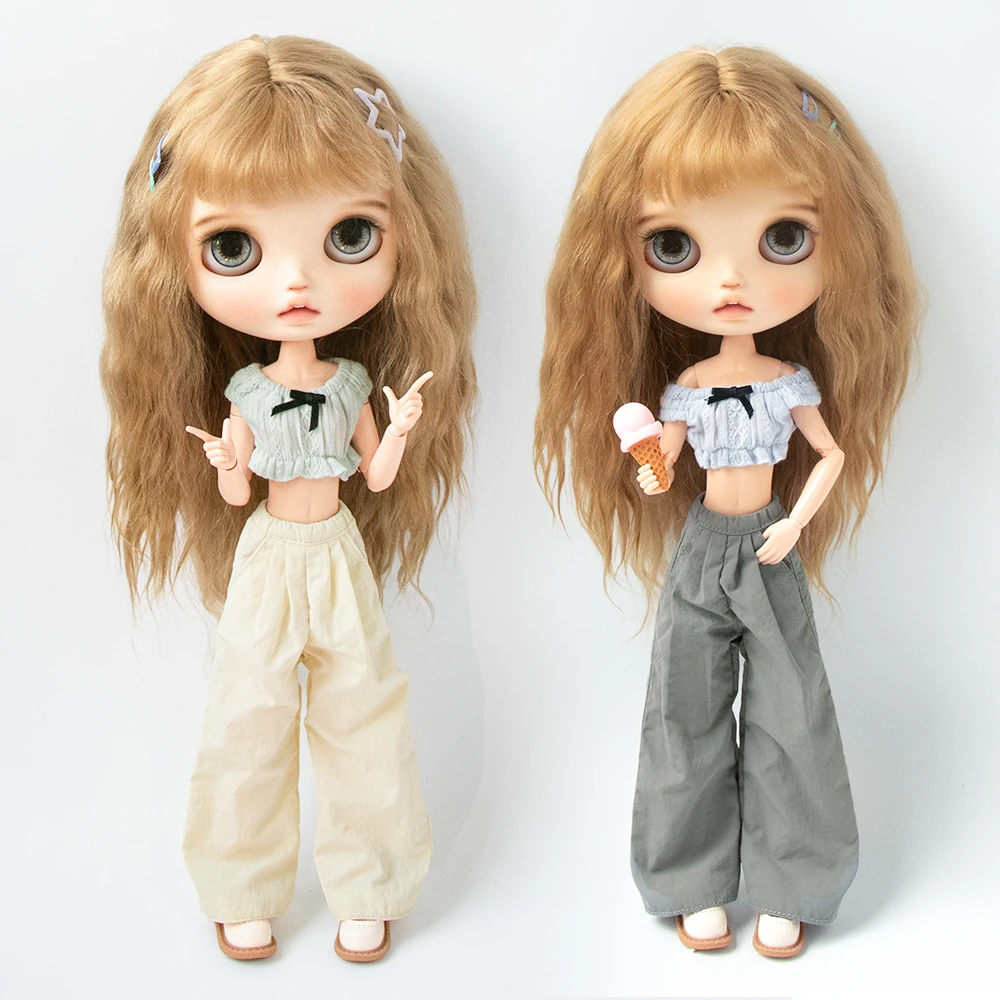 Blyth Kleidung, geschichteter kurzer Minirock, Fliege, Weste, Hose mit weitem Bein, Hemdkleid-Set für Azones Ob22 24 Ker YMY Puppenzubehör