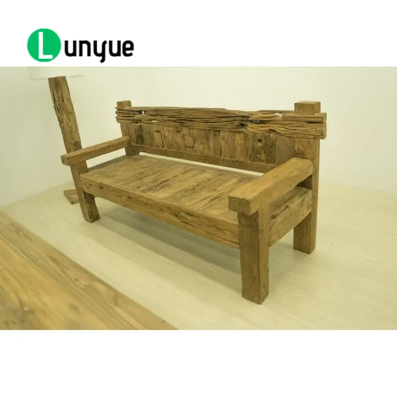 2 Seater Rustic Solid Wood Outdoor Bench Durable Garden Furniture For Patio Yard Park