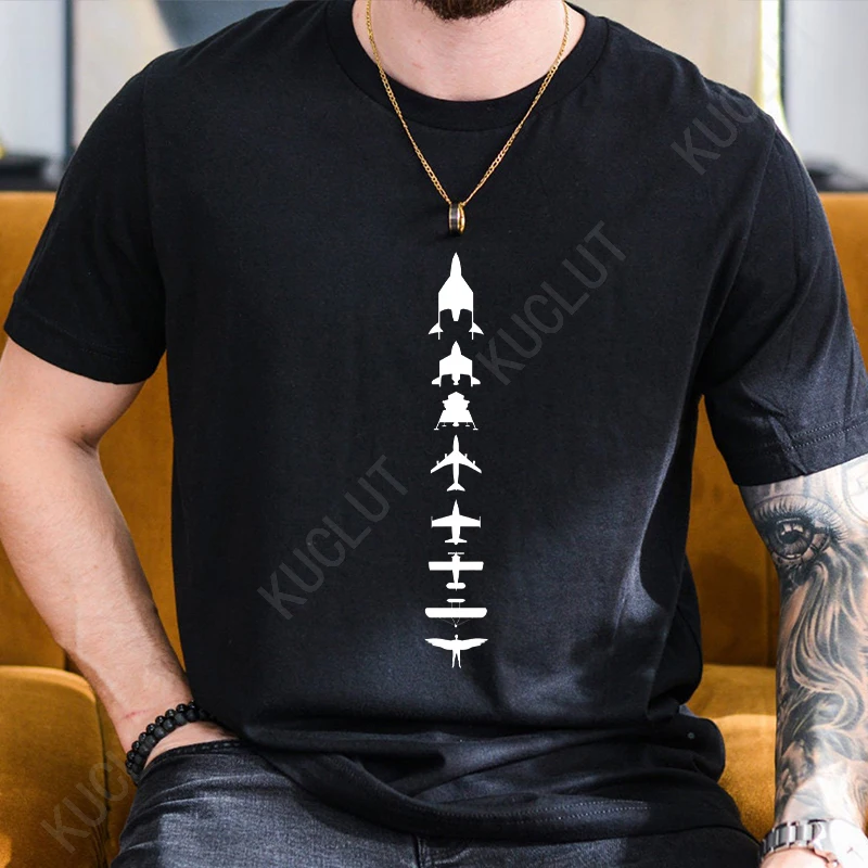 T Shirt for Men Clothing Fashion DNA of Flight Printed T Shirts Evolution Airplane Harajuku Tees Casual Oversized Men's Clothing