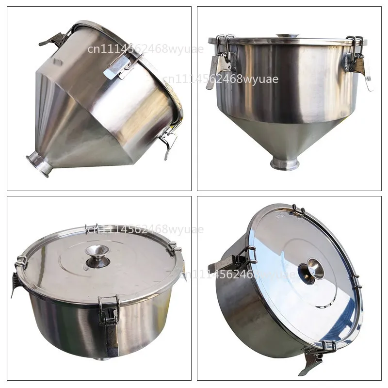 Customized 316/304 Sanitary Food Stainless Steel Kitchen Funnel Sealed Lid Hopper