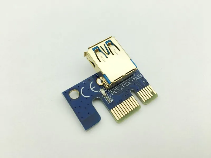 Riser VER009S LED Golden USB 3.0 PCI-E PCIE PCI Express 1x a 16x Riser Card SATA para 6Pin para BTC Bitcoin Miner Antminer Mining