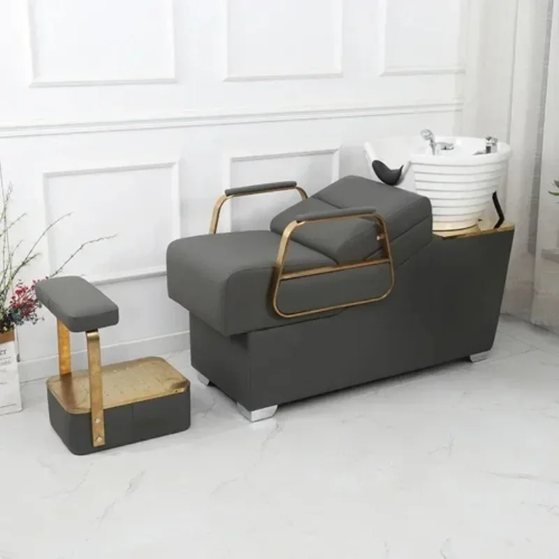 

Commercial Washbasin Italian Lying Light Luxury Hair Washing Shampoo Chair Salon Basin Stand Hairdressing Professional Sillas