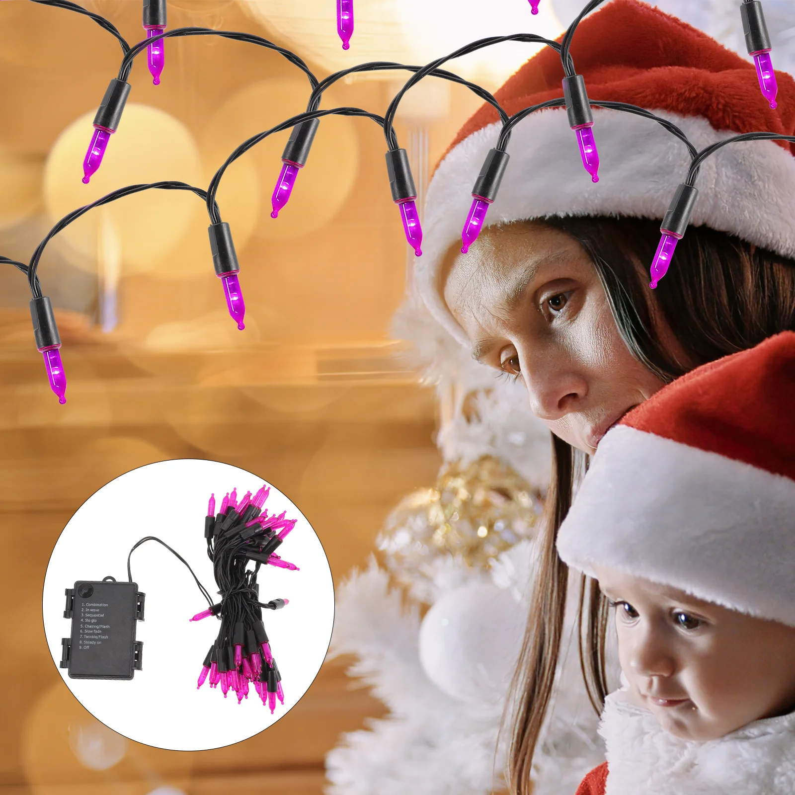 50 سلسلة إضاءة LED لعيد الميلاد، قوية وآمنة، أضواء خرافية للديكور الداخلي والخارجي لمهرجان إكليل شجرة الغرفة #1