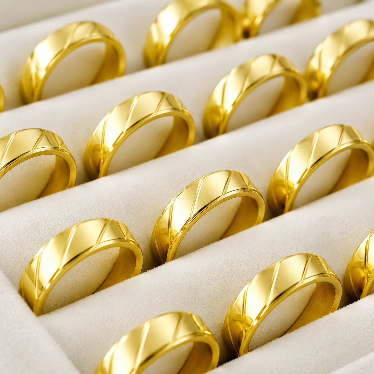 50Pcs Vintage Retro Gold Stainless Steel Rings Set for Men And Women Fashion round Bulk Punk Style Wholesale PF241