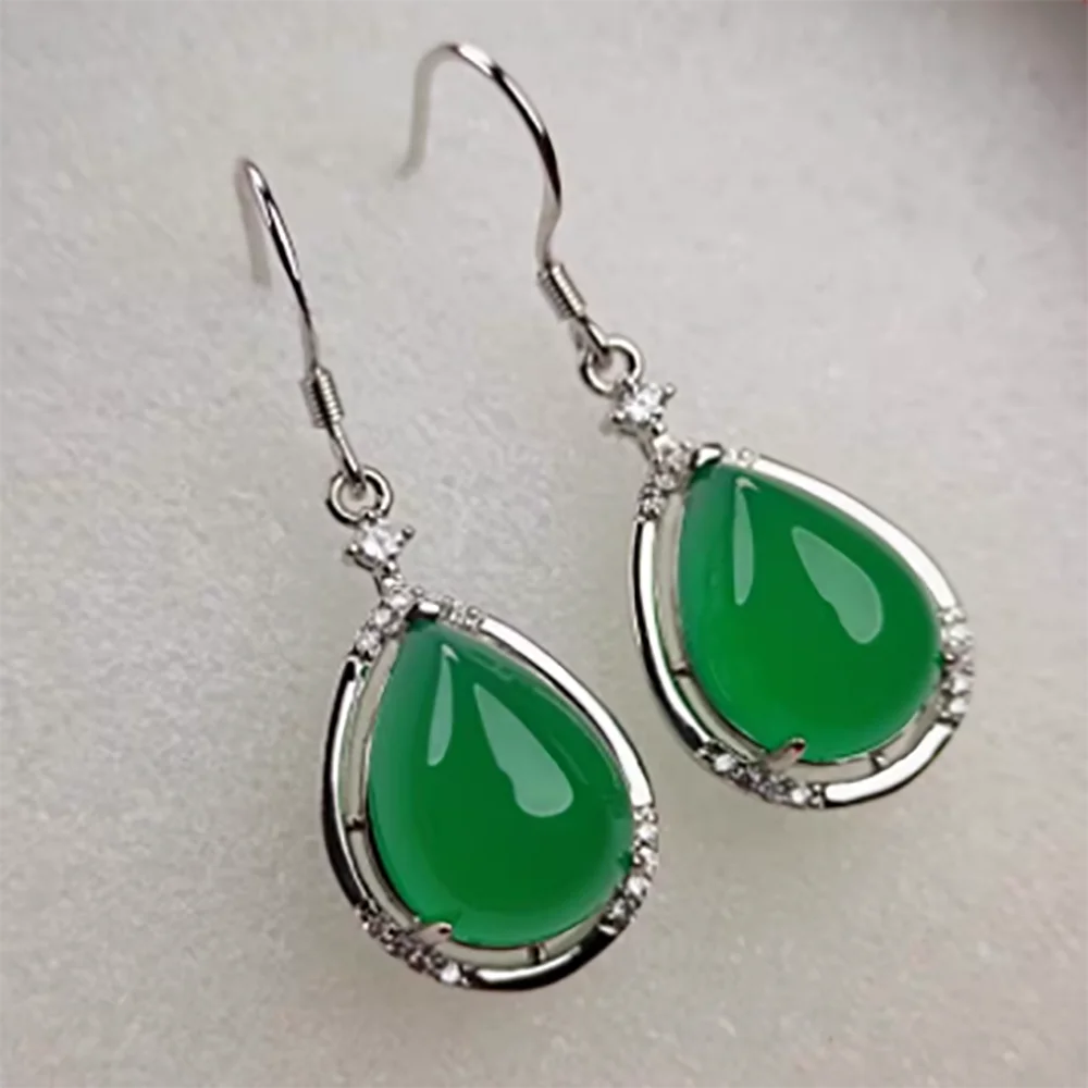 Popular Jade Marrow Earrings Selected Full Green Pink Ice White Noble Jade Girlfriend Earrings