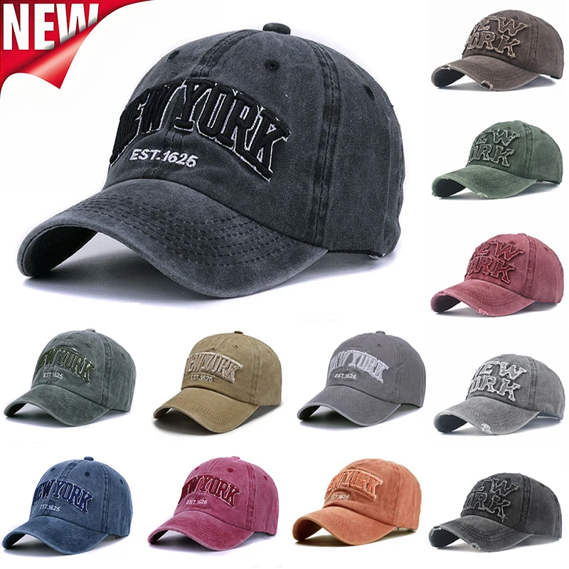 Fashion NEW YORK Embroidery Baseball Caps Outdoor Casual Adult Sun Hats Hip Hop Hat SportsCaps Water Wash Snapback Hats