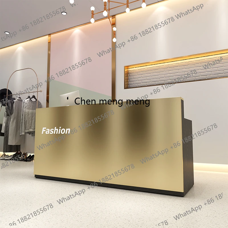 Stainless steel bar checkout page store small clothing store simple modern front desk barber shop beauty salon reception desk