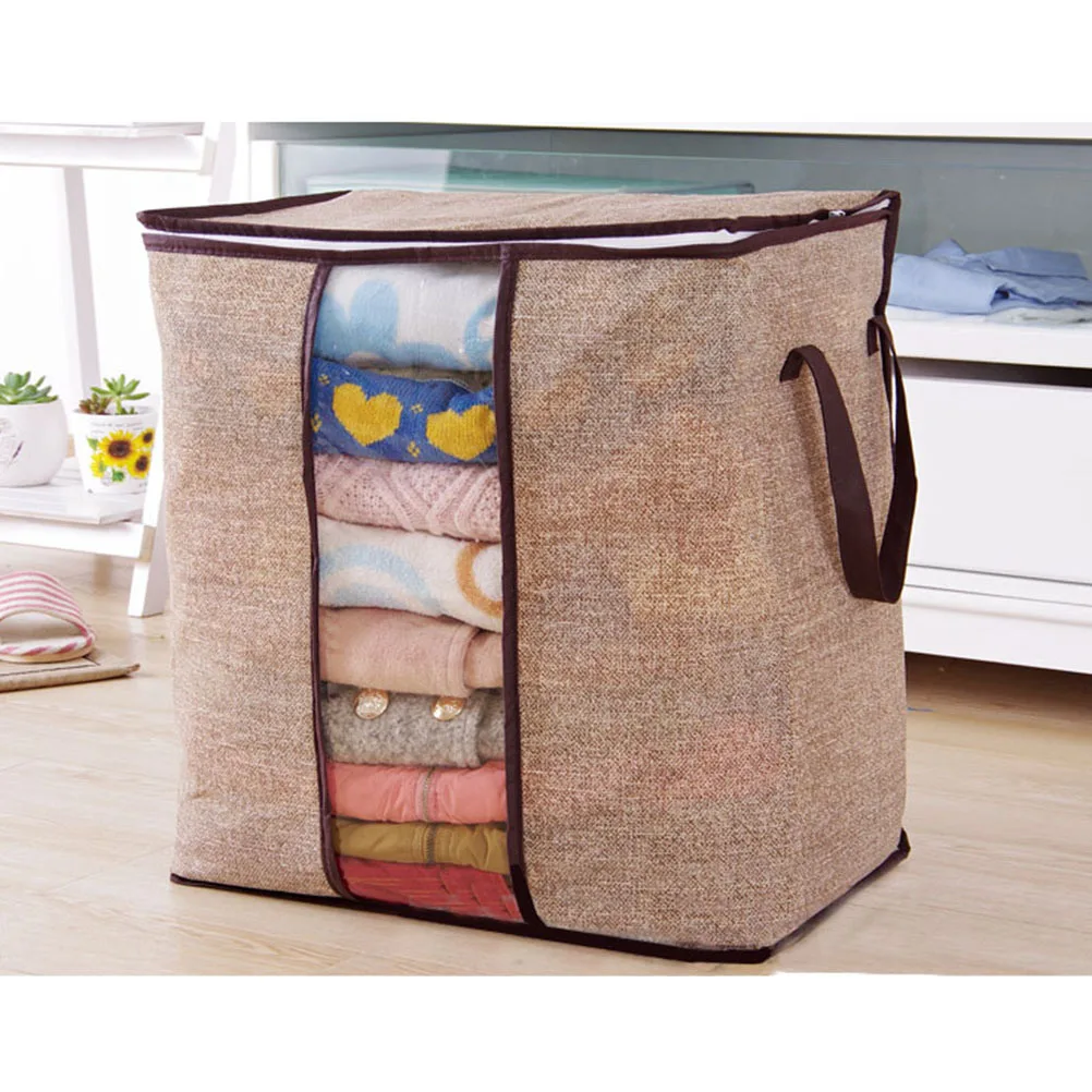 

Foldable Zippered Large Capacity Storage Bag with Wide Handles See-Through Window for Clothes Quilt Blanket Linen Mattress Space