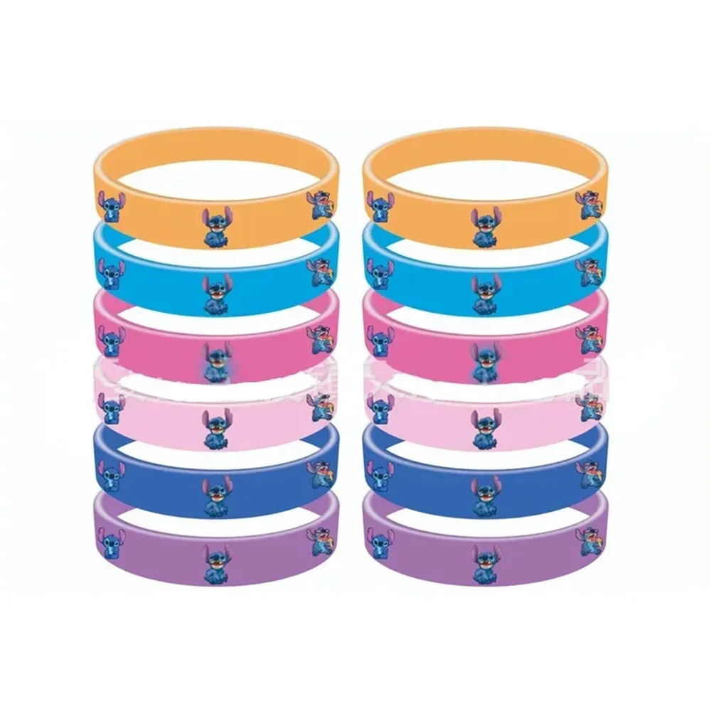 6/12Pcs Disney Lilo&Stitch Bracelet Anime Figure Stitch Silicone Kids Wristband Toy Cosplay Accessories Girls Kids Birthday Gift