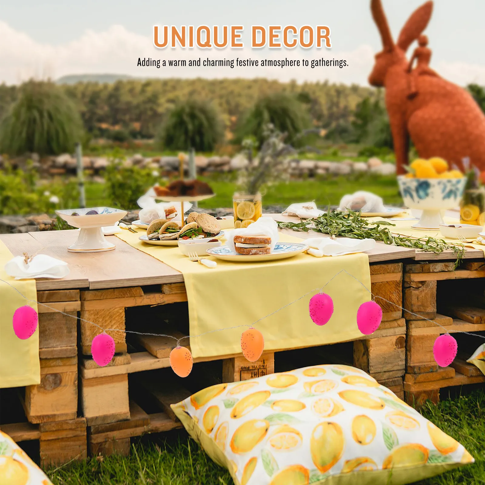 

1Pcs Easter String Light LED Plastic Egg Lamp Unique Holiday Design for Yard Bar Party Outdoor Indoor Decoration