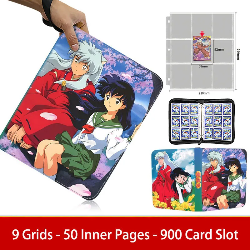 400Pcs/900Pcs Anime Inuyasha Card Binder Book Folder Double Side Pocket Zipper Game Trading Card Collectors Album Holder