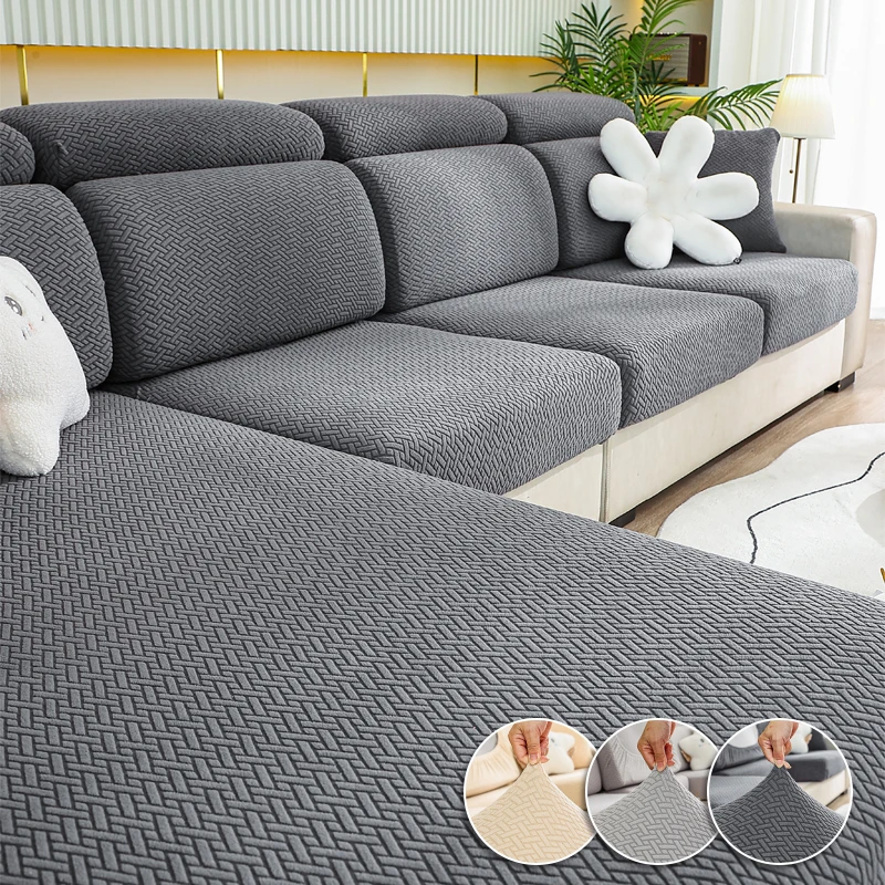 Oblique Grid Elastic Sofa Cover Jacquard Sofa Seat Cushion Covers Stretch Couch Cover for Living Room Sofa Slipcovers Washable