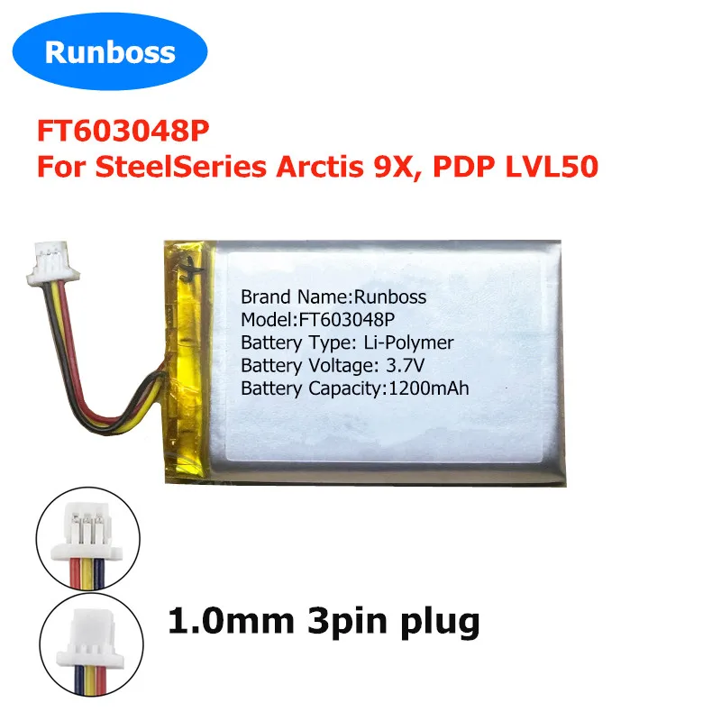 Wireless Headset Battery 3.7V/900mAh FT603048P for SteelSeries Arctis 9X, PDP LVL50