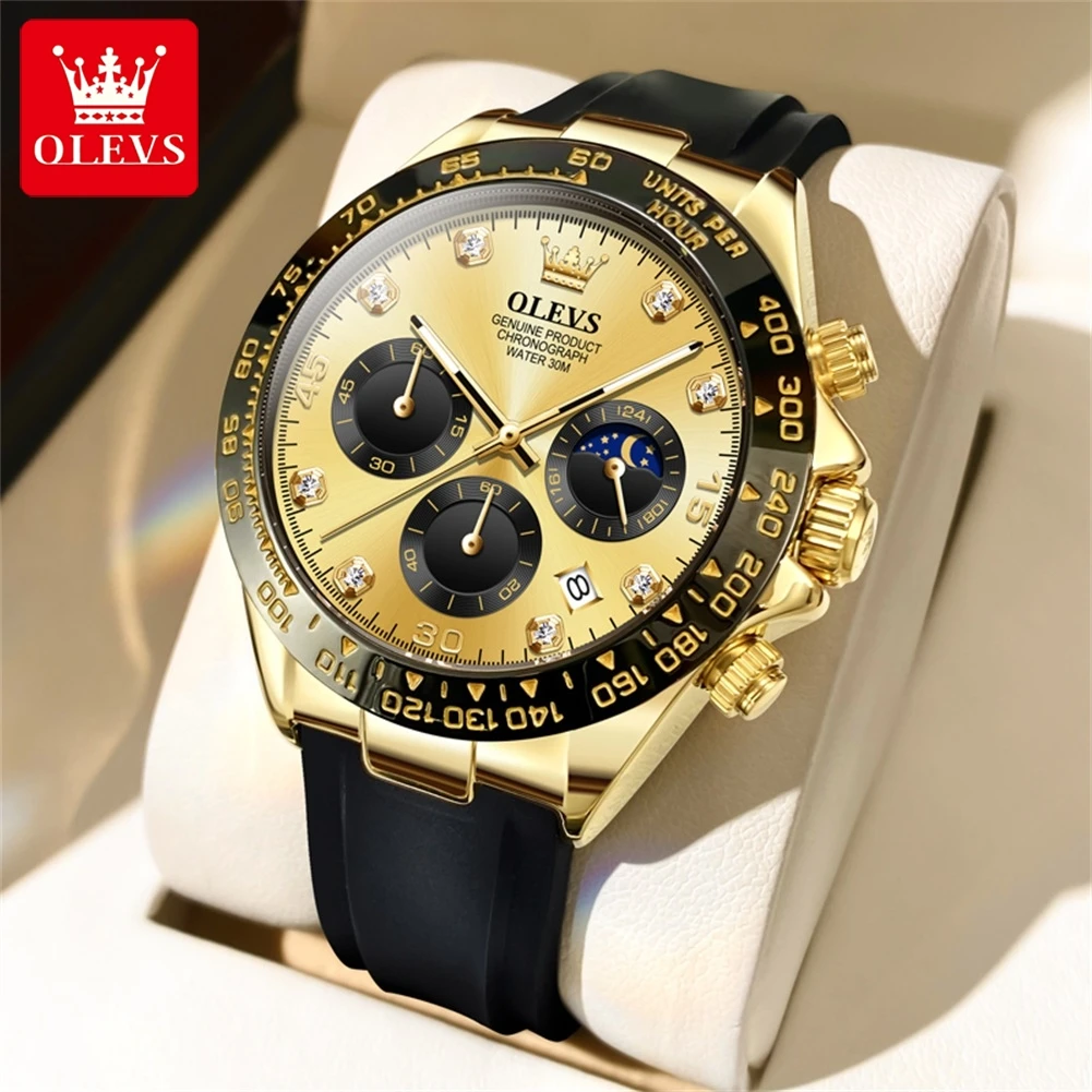 Men's Moon Phase Quartz Watch, Waterproof Classic Design