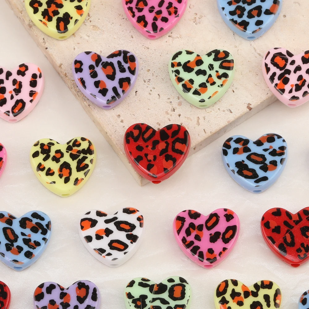 

Cordial Design 100 шт 19*21 мм акриловая бусина/в форме сердца/ювелирные изделия и компоненты/ручная работа/леопардовый принт/DIY Beads