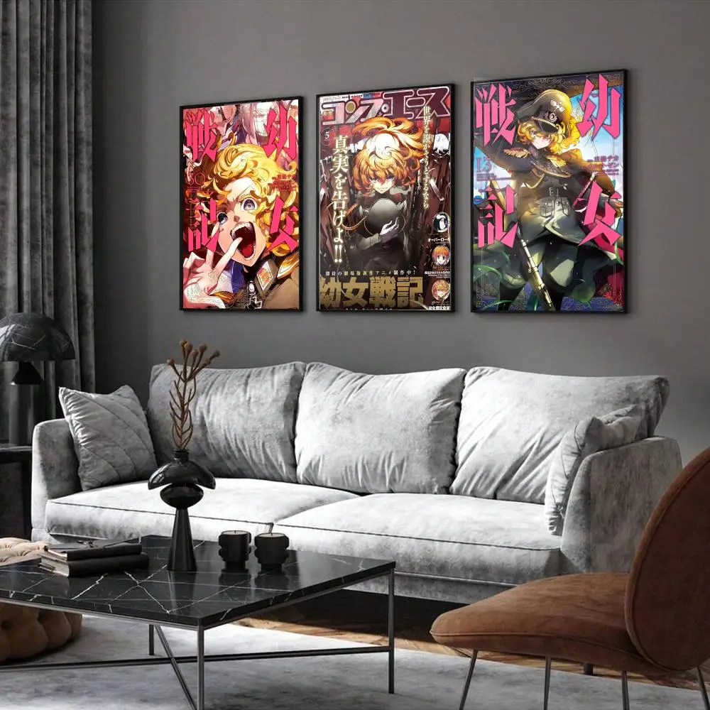 Anime S-Saga of Tanya the Evil Poster Home Living Bed Room Bar Hallway Sticky Wall Printing Waterproof Aesthetic Decor