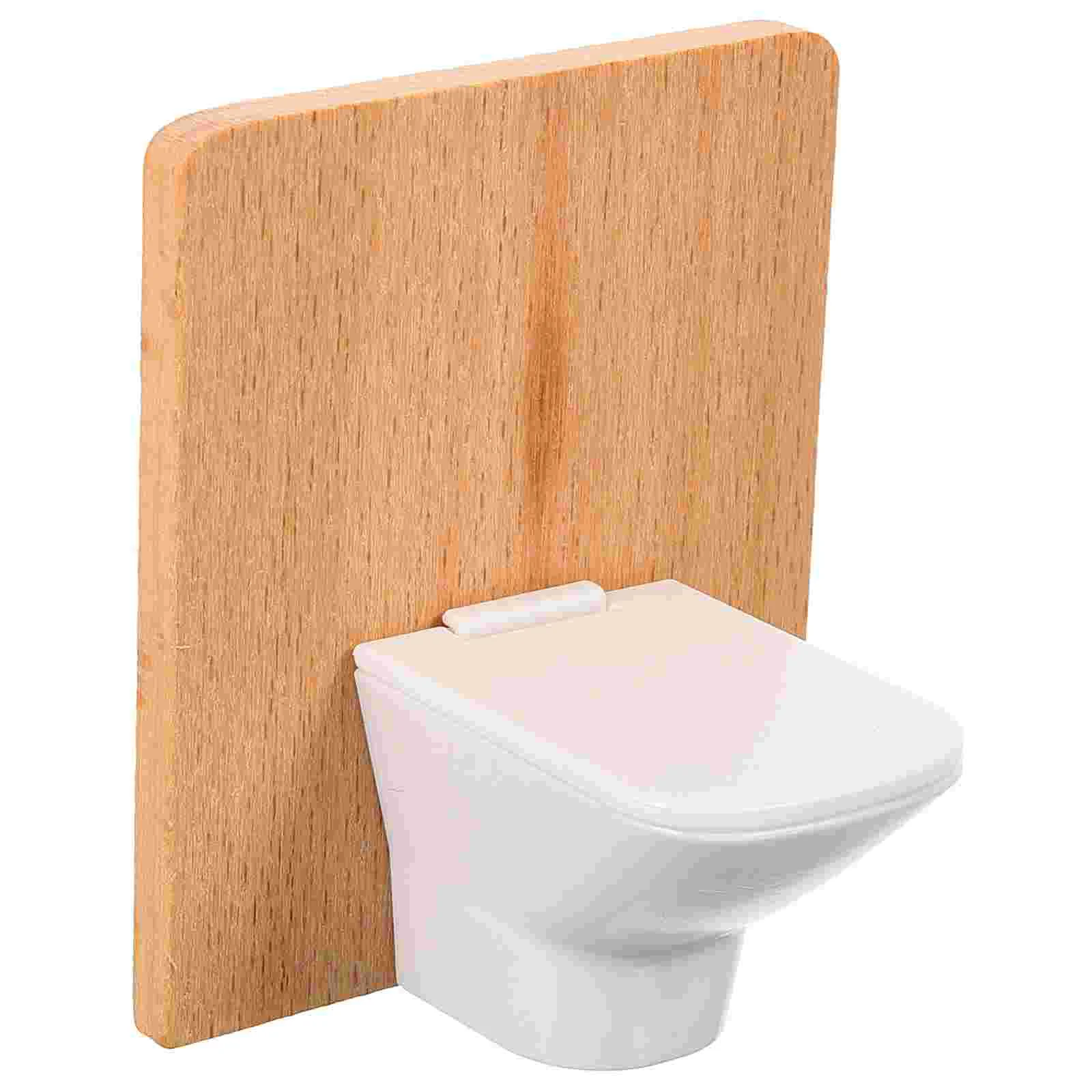 

Room Toys House Accessories Wood Mini Adornment Bathroom Furniture Toilet Wooden Crafts