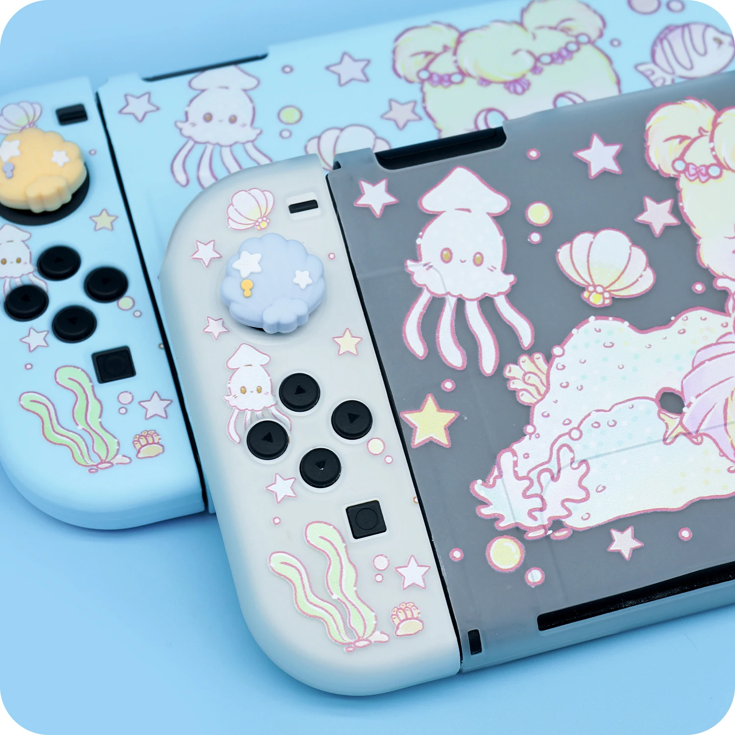 Split Case For Nintendo Switch NS/OLED Accessories Cute Illustrations Bear Protective Shell Joycon Case For Switch Console Games