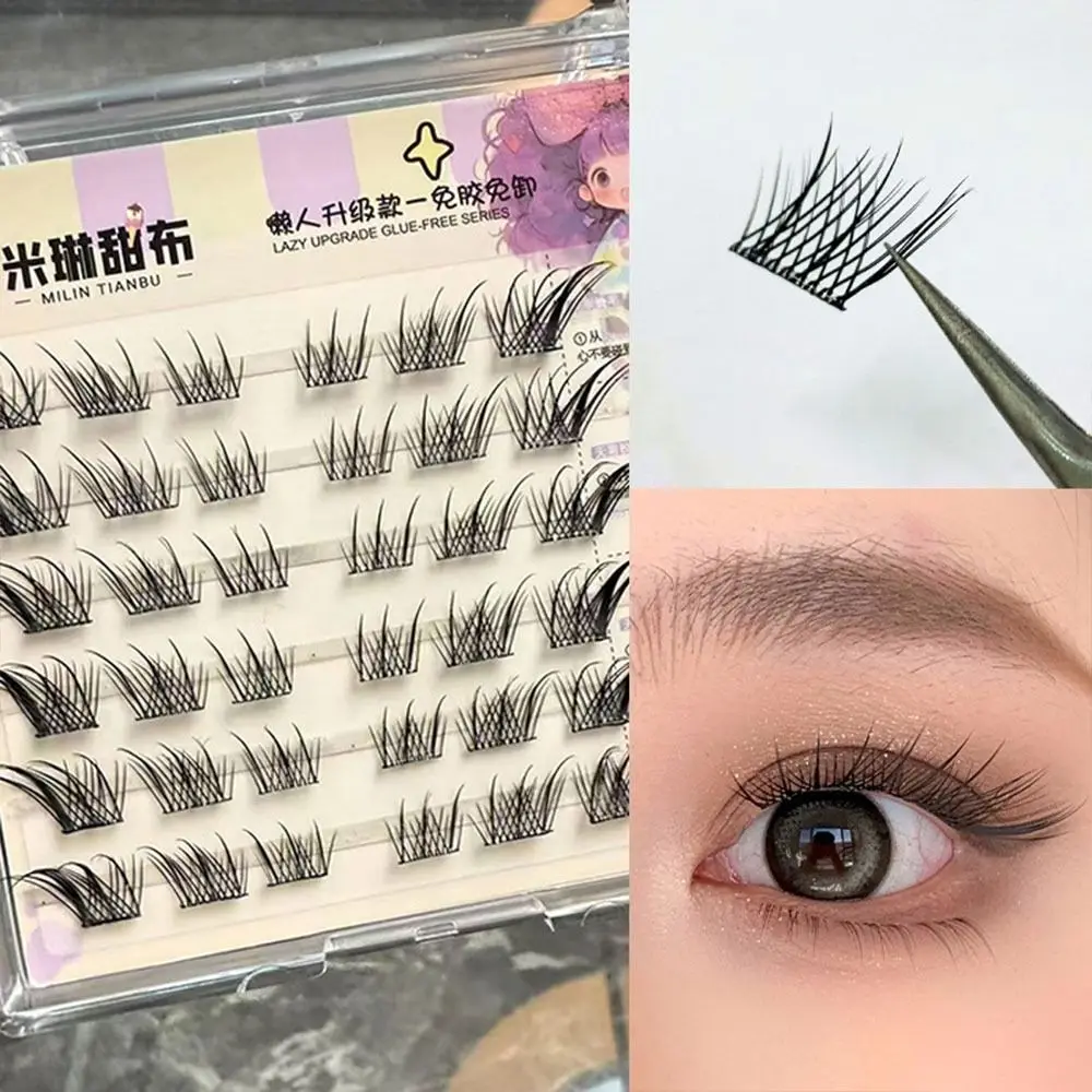Beautiful 3D Self-Adhesive Eyelashes Glue Free Anime Cosplay False Eyelashes with Jelly Glue Strips Handmade Manga Lashes Men
