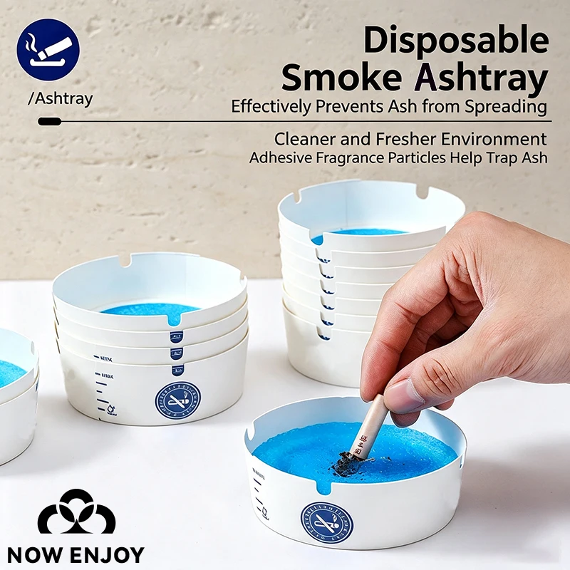 NOW ENJOY Disposable Ashtray Cigarette Remove Ash Tray Disposable Ashtrays for Home Hotels Internet Cafe Smoking Environment