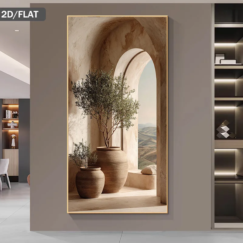 Extra Large Canvas Painting Olive Tree Archway Frameless Poster Living Room, Bedroom, Office Wall Art Poster Print Home Decor