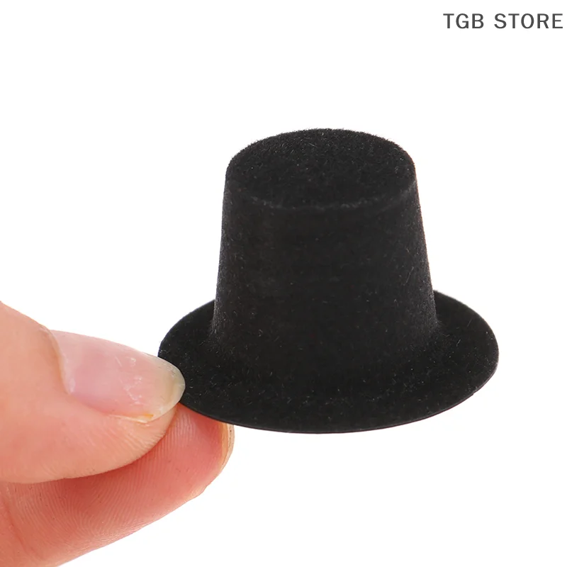 10 قطعة بولي كلوريد الفينيل الأسود مصغرة محاكاة توافدوا قبعة نموذج 1:12 دمية DIY الملحقات