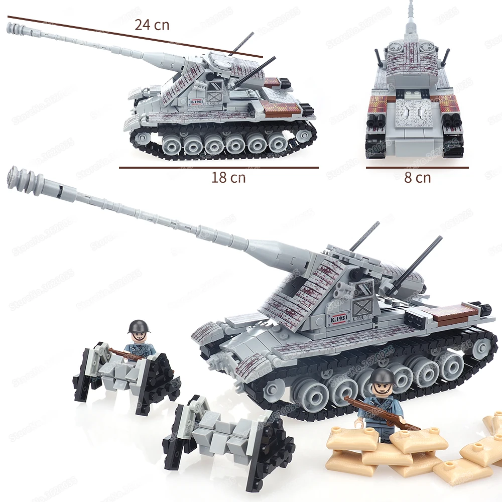 Military Emir Kranvagn Heavy Tank Building Block Assemble Moc WW2 Figures King Of Mountains Weapons Model Children Gift Boy Toys