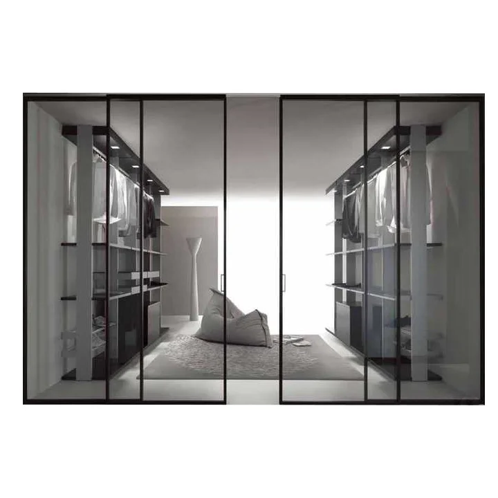 The latest design house narrow black frame long service life sound insulation slim sliding door