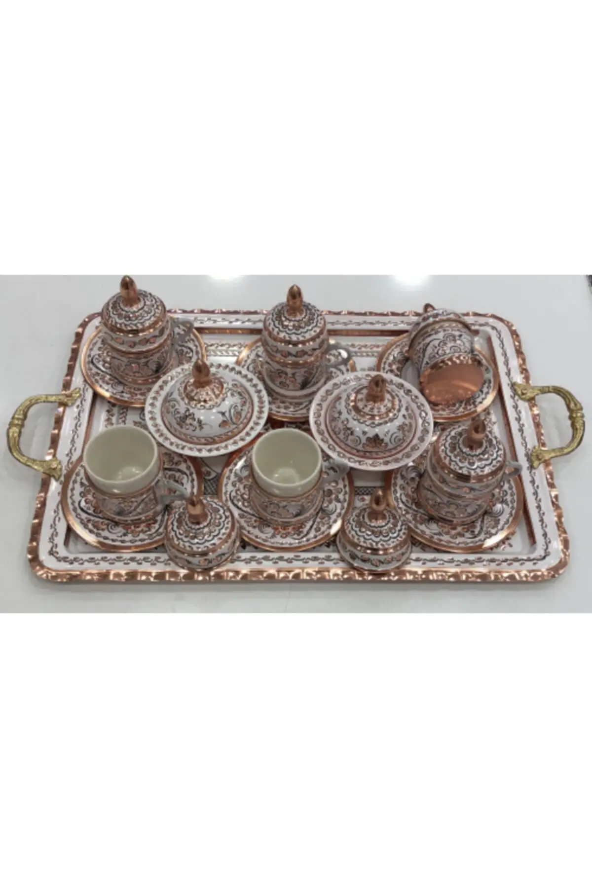 White cup copper embroidered white cup set copper 6 pcs coffee set copper embroidered white cup white coffee T Cooper Luxury Cups