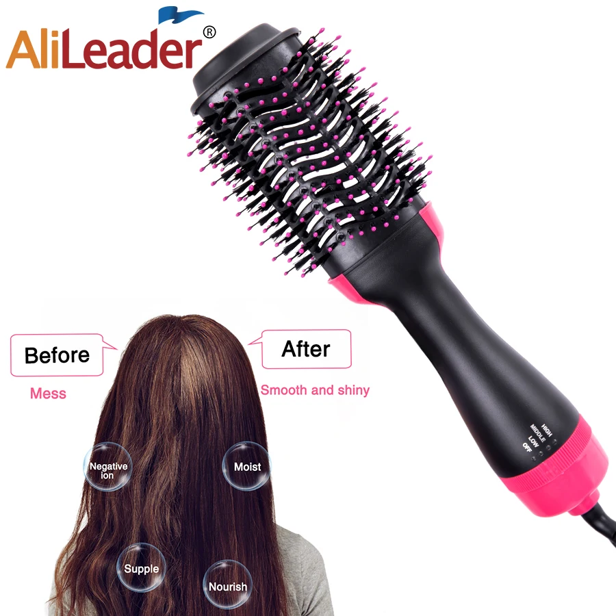 Secador de cabelo escova & volumeizador ajustável secador de cabelo styler escova de ar quente de uma etapa para alisar ondulação secagem pentear estilo