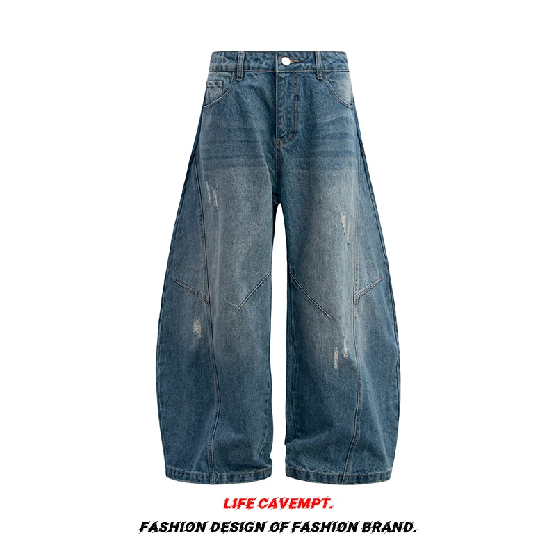 

Ретро-джинсы в американском стиле с эффектом потертости, унисекс, повседневные, свободного кроя, удлиненные, в стиле «бананы», длинные брюки до пола