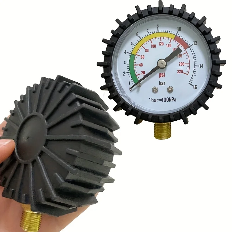 Car Tire Air Pressure Monitoring Gauge Tester 220PSI Air Compressor Dial Meter Inflator Pump Tool Motorcycle Tire Pressure Gauge