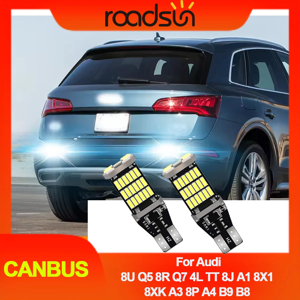 

2pcs W16W T15 921 912 LED Canbus Reverse Light Bulbs On Car Back Up Lamp For Audi 8U Q5 8R Q7 4L TT 8J A1 8X1 8XK A3 8P A4 B9 B8
