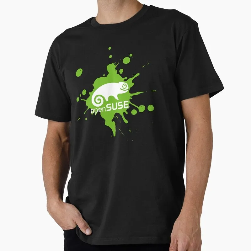 openSUSE Green stain Kali Linux Operating System Graphic T‑Shirt Casual Short Sleeve Tees Geek IT Developer Fan Gift Tops S-6XL