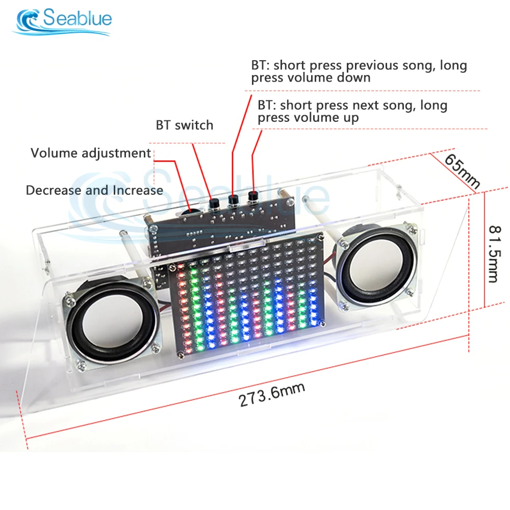 DC 5V USB DIY Bluetooth Speaker Production Kit Music Voice Control LED Spectrum Electronic Soldering Project Electronic Kit