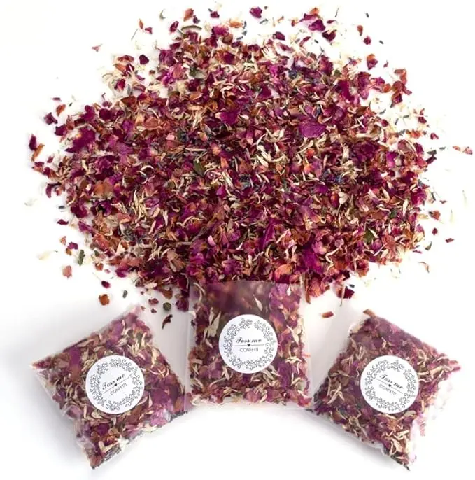 2/10/20/30 Paquets de mariage natural, confeti de petales de rosa biodegradable