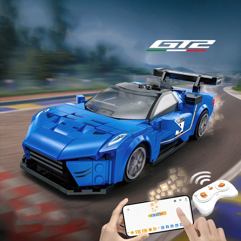 テクニカル 1:14 スケール イタリア スーパースポーツカー MT GT2 ストラダーレ 組み立てブロック アプリ RC ブリック レーシング 2.4GHz リモートコントロール 車両 おもちゃ