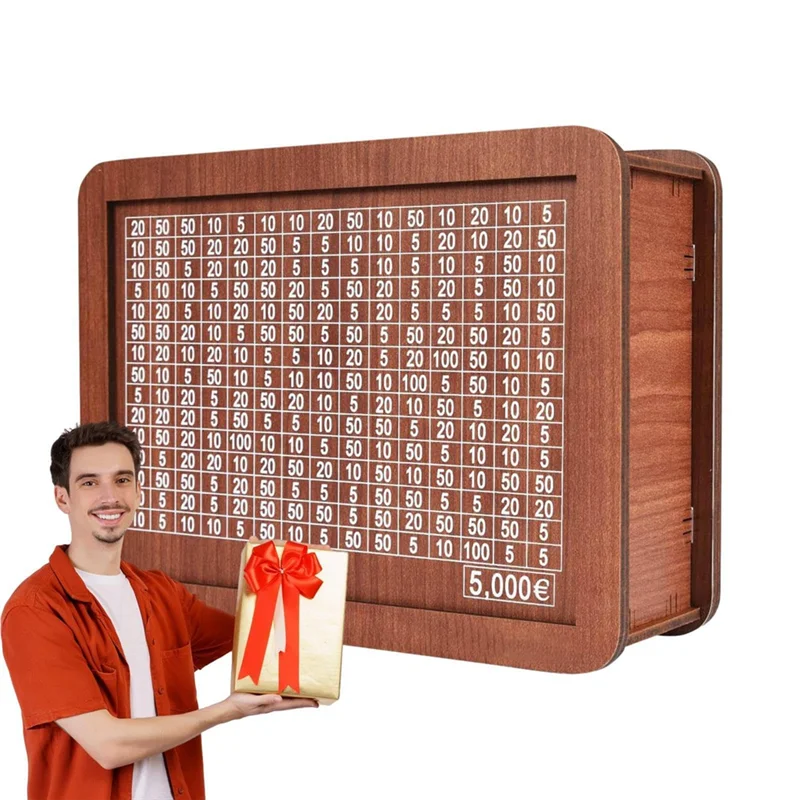 YSUN-Wooden Piggy Bank For Adult Kids, Money Box With Counter, Money Saving Tin, Money Box With Counting Target Durable 10000 Eu