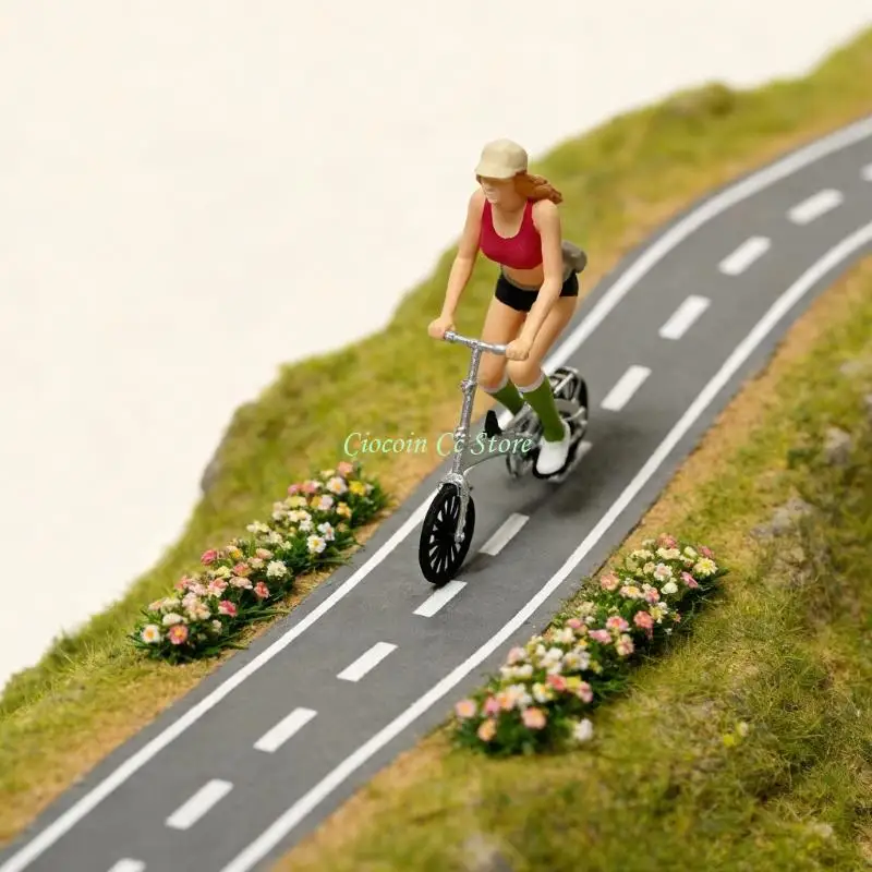 X90F Realistic Cycling Scene Miniature 1:64 Scale Resin Sculpture for Shelf Display