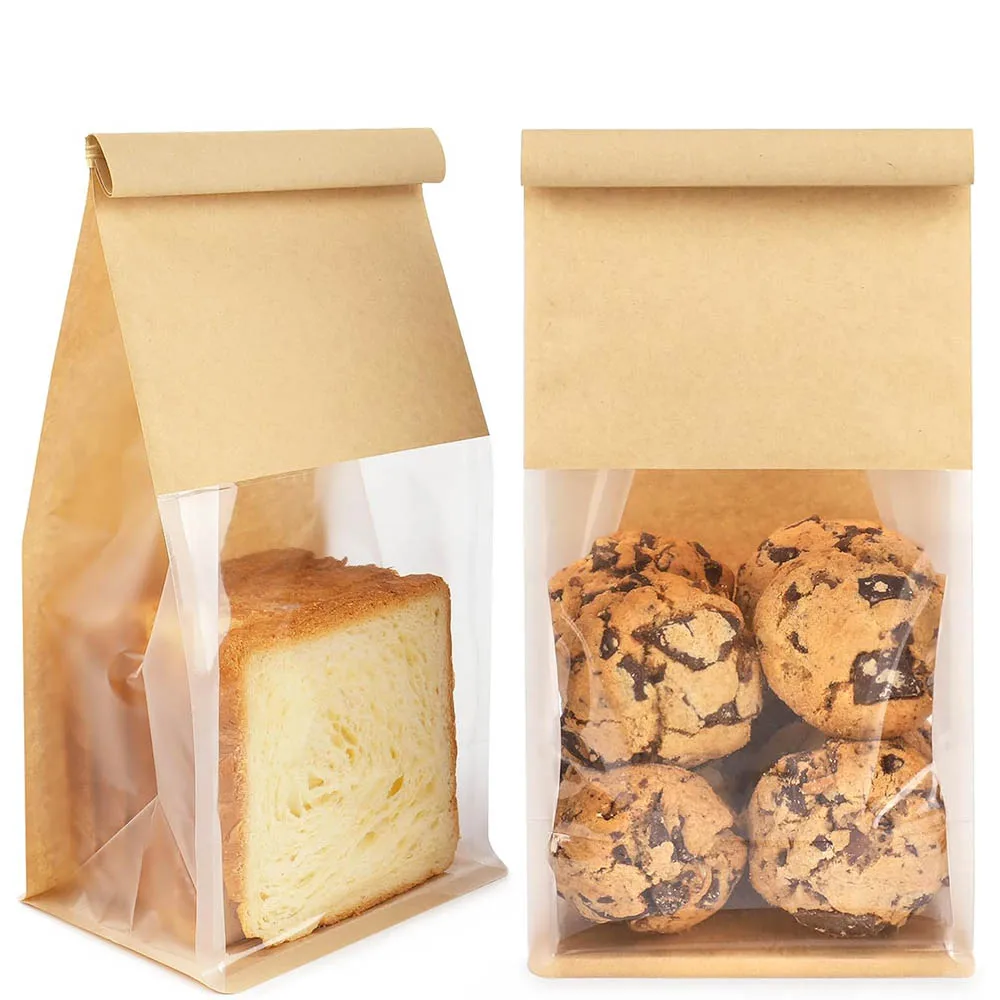 Bakery Bags with Window,Tin Tie Tab Lock Resealable Bread Loaf Bags for Packaging Homemade Sourdough Bread,Cookies,Bagels,Pastry