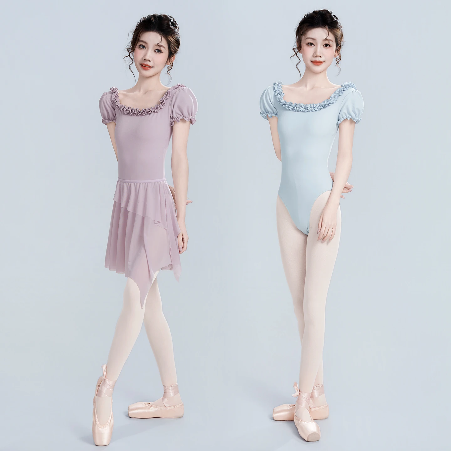

Floral Collar Ballet Leotards for Woman Puff Short Sleeves Ballet Bodysuit Dance Leotards Cotton Adult Gymnastics Leotards