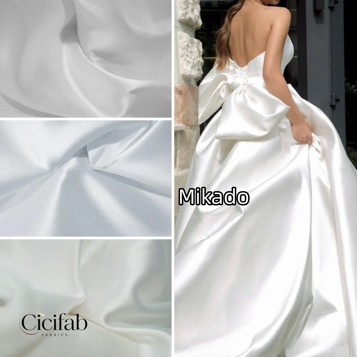 Luxury Ivory Champagne Premium Stiff Mikado Twill Satin Fabric Designer Fabric for Wedding Dresses Bridal Jacket Sewing Projects