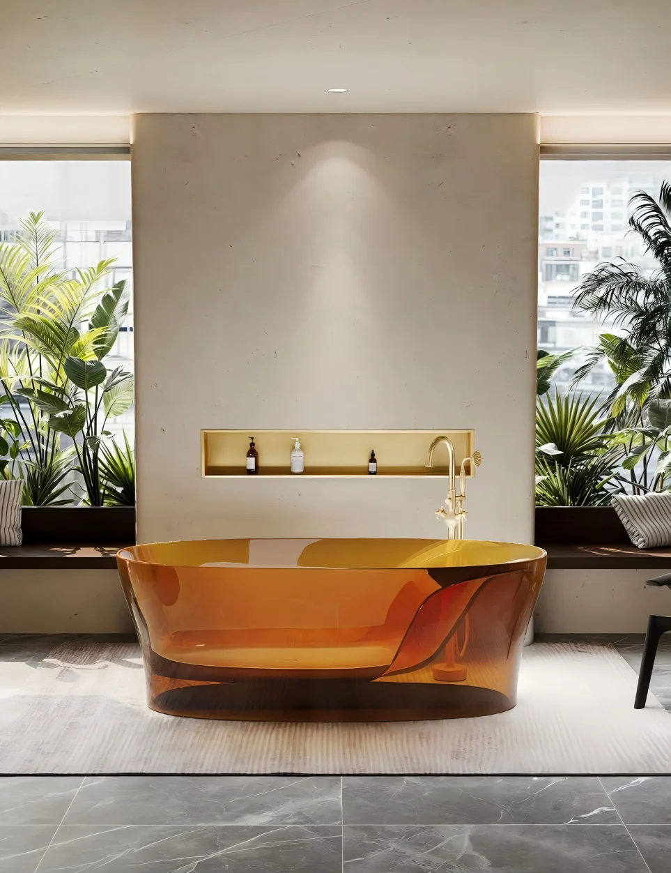 Adult Crystal Clear Solid Surface Resin Freestanding Transparent Translucent Bathroom Bathtubs