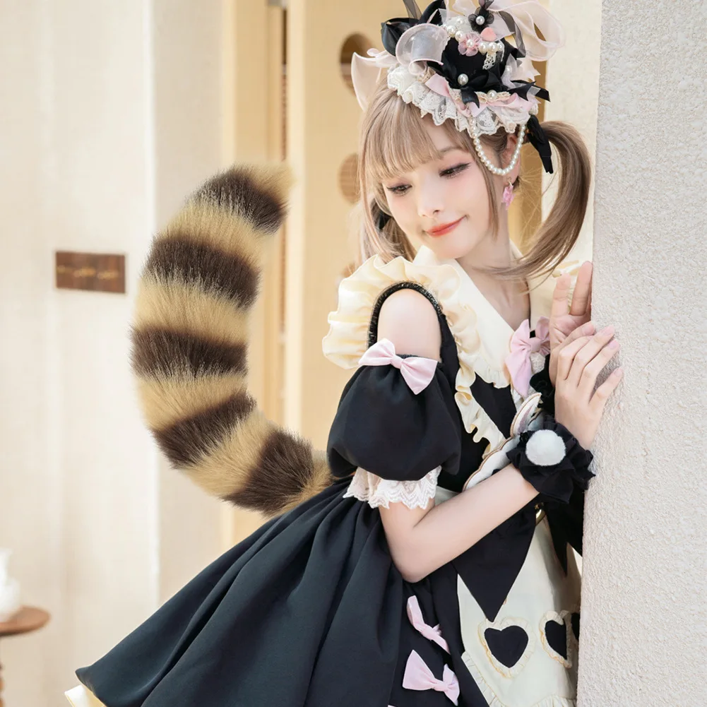 New Simulation Fox Tail Cosplay Exhibition Hand-made Stuffed Animal Tail Adjustable Wolf Tail Accessories Cosplay Props