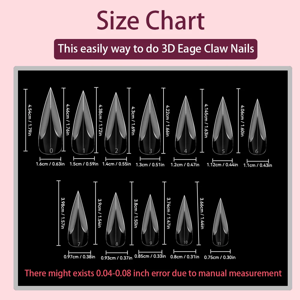 120pcs Curved Stiletto Nail Dual Forms for Poly Nail Gel 3D Eagle Claw Hawk Curve Sculptural Nails Reusable Full Cover Molds