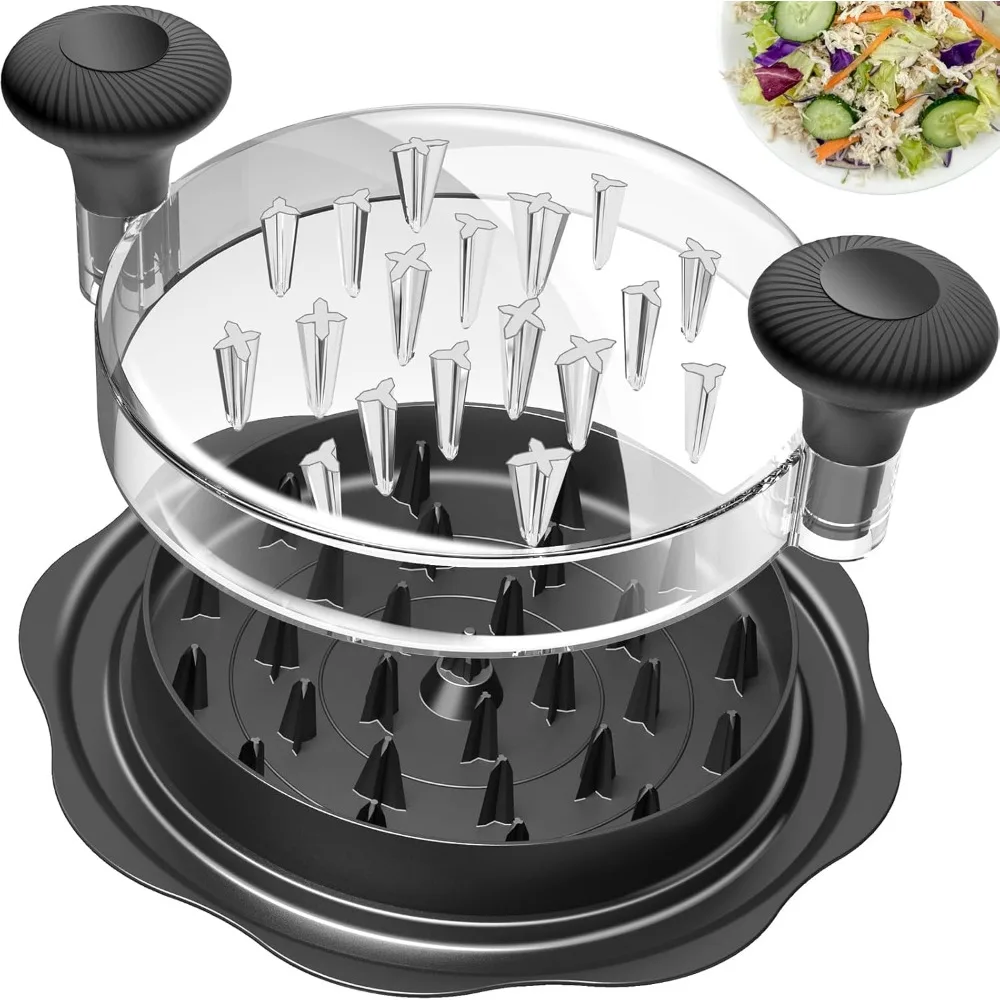 10" Chicken Shredder Twist Tool – Cross-Teeth Design, BPA-Free, w/ Brush & Anti-Slip Base (Black)