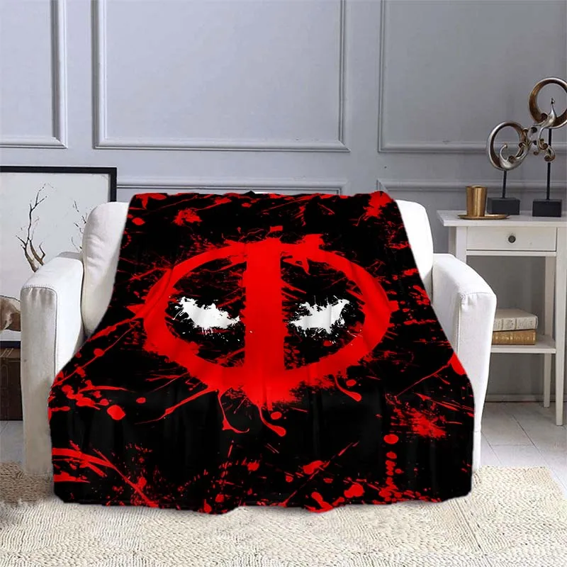 MINISO Marvel Deadpool Pattern Blanket Warm Soft Fluffy Kids and Adult Sofa Bed Throw Blanket Outdoor Travel Camping Sheet Gift