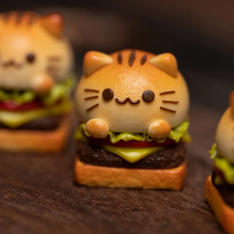 Imagem -03 - Keycaps para Teclado Mecânico Mifuny Cat Hamburger Abs Handmade Kawaii Dog Keycaps Personalizados Acessórios Bonitos