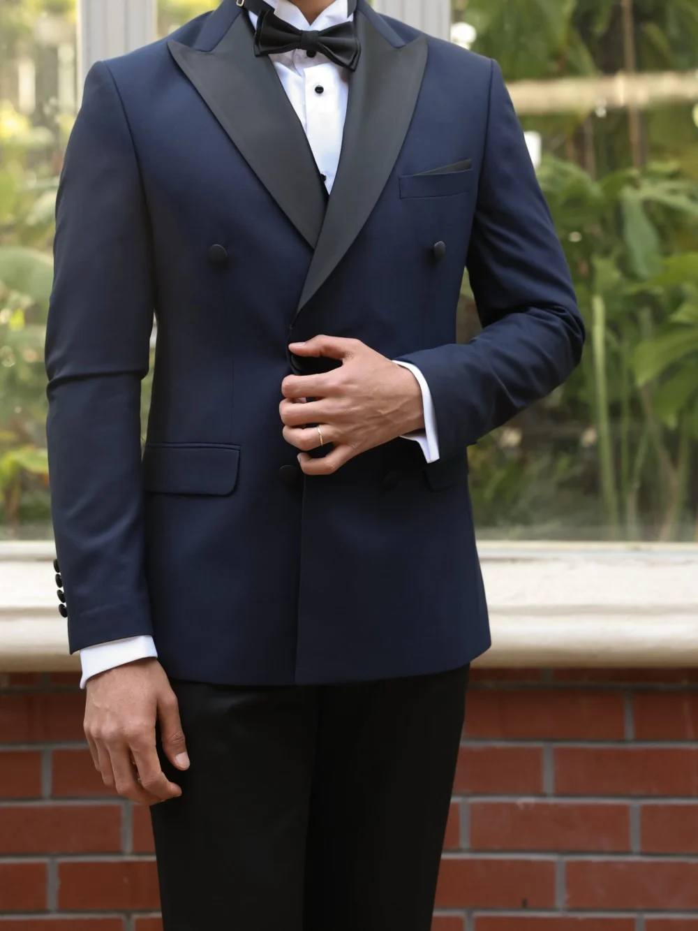 Handsome Double Breasted Men Suit Set 2PCS 2025 Classic Peak Lapel Men Suit For Best Man Formal Solid Color Suit Trajes For Homb